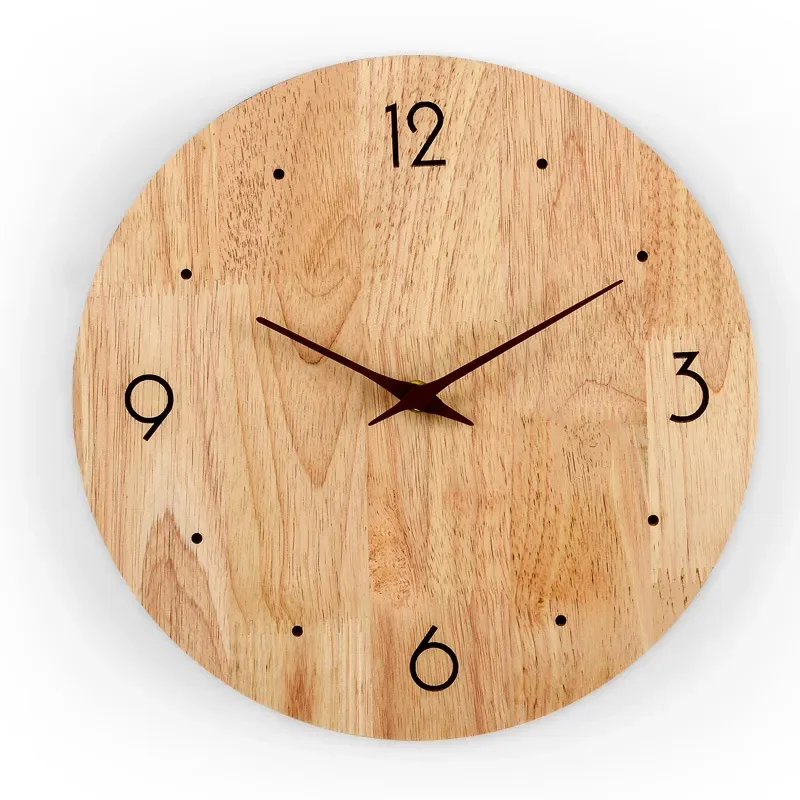 Japanese-style Solid Wood Log Silent Wall Clock for Nordic Round Quartz Clock Whole Wood Creative Home Decoration Wall Watch