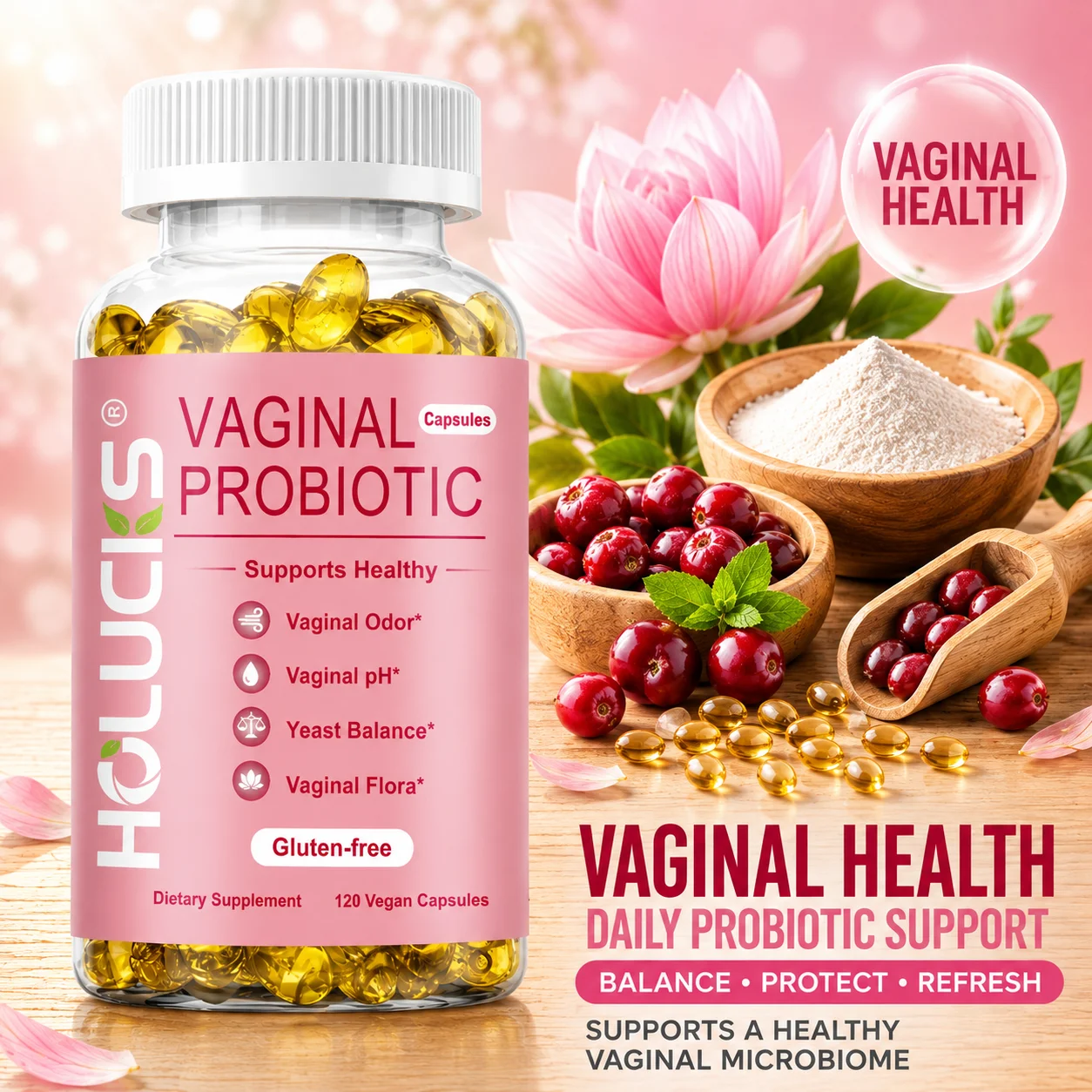 Vaginal Probiotic Supplement, Maintain Healthy pH, Balance Intimate Flora, Reduce Odor, Digestive & Alleviate Bloating for Women