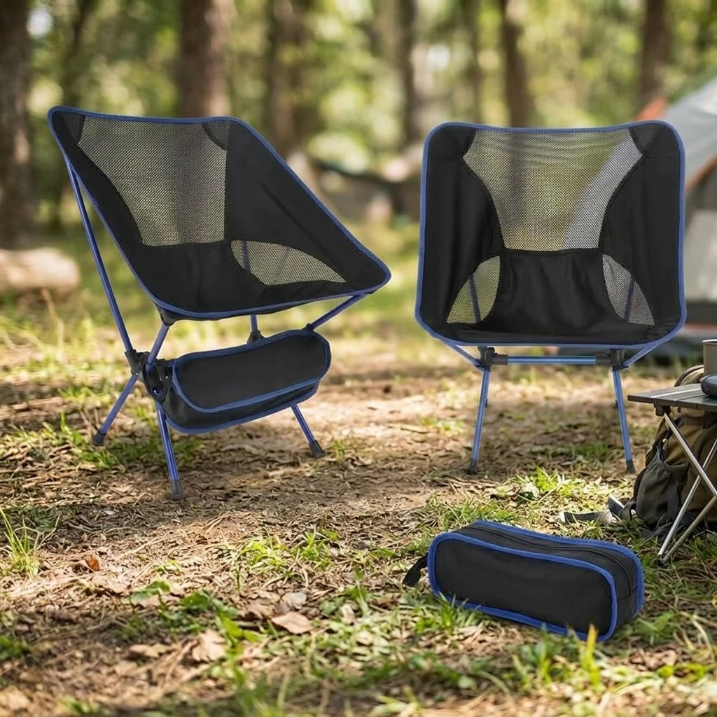 Outdoor Folding Chair, Portable Beach Camping Seat with Durable Frame, Compact Travel Chair for Hiking, Picnic, BBQ & Leisure