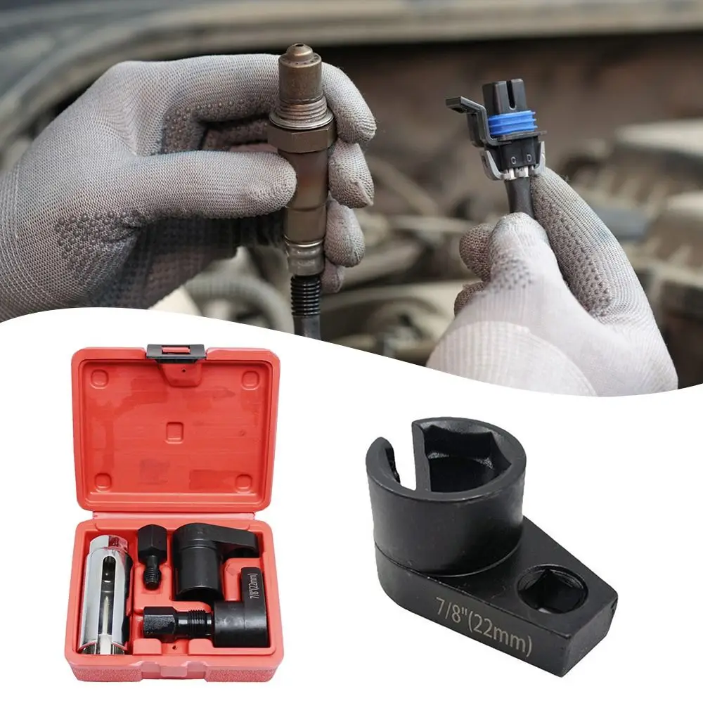 

3/5PCS Red Box Oxygen Sensor Removal Tool Plum Blossom Square Mouth Steel Oxygen Sensor Wrench Kit Repair Tool Sleeves