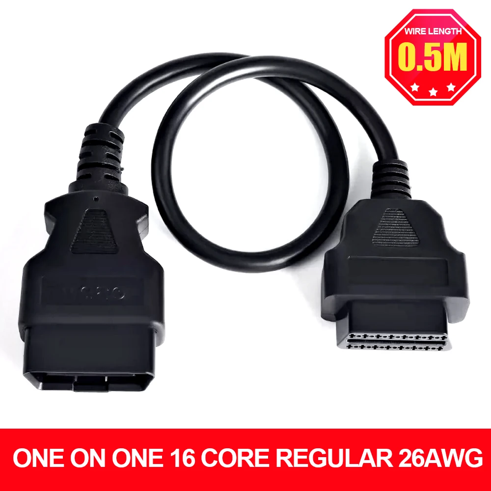 

Car OBD Extension Cord Cable Male To Female 16 Core Energized 16 Pin OBD2 ELM327 Diagnostic Tool Connector Scanner Adapter Parts