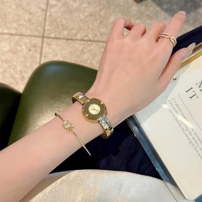 

Роскошные женские часы в стиле ретро, ​​модные металлические кварцевые женские часы с овальным кристаллическим циферблатом, простые элегантные женские часы, подарок montre femme