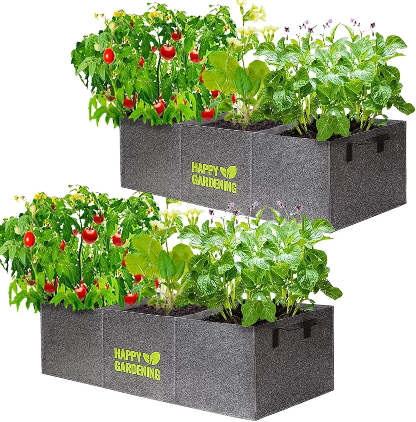 

Fabric Grow Bags, 2-Pack Raised Garden Bed with Handle for Vegetables Herbs, 3 sq. ft. Planters Indoor Outdoor
