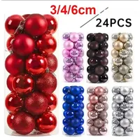 24Pcs 3/4/6CM Christmas Balls Big Ball Christmas Tree Pendant Ornaments for Party Decor 2025 New Year Navidad Gifts Accessory