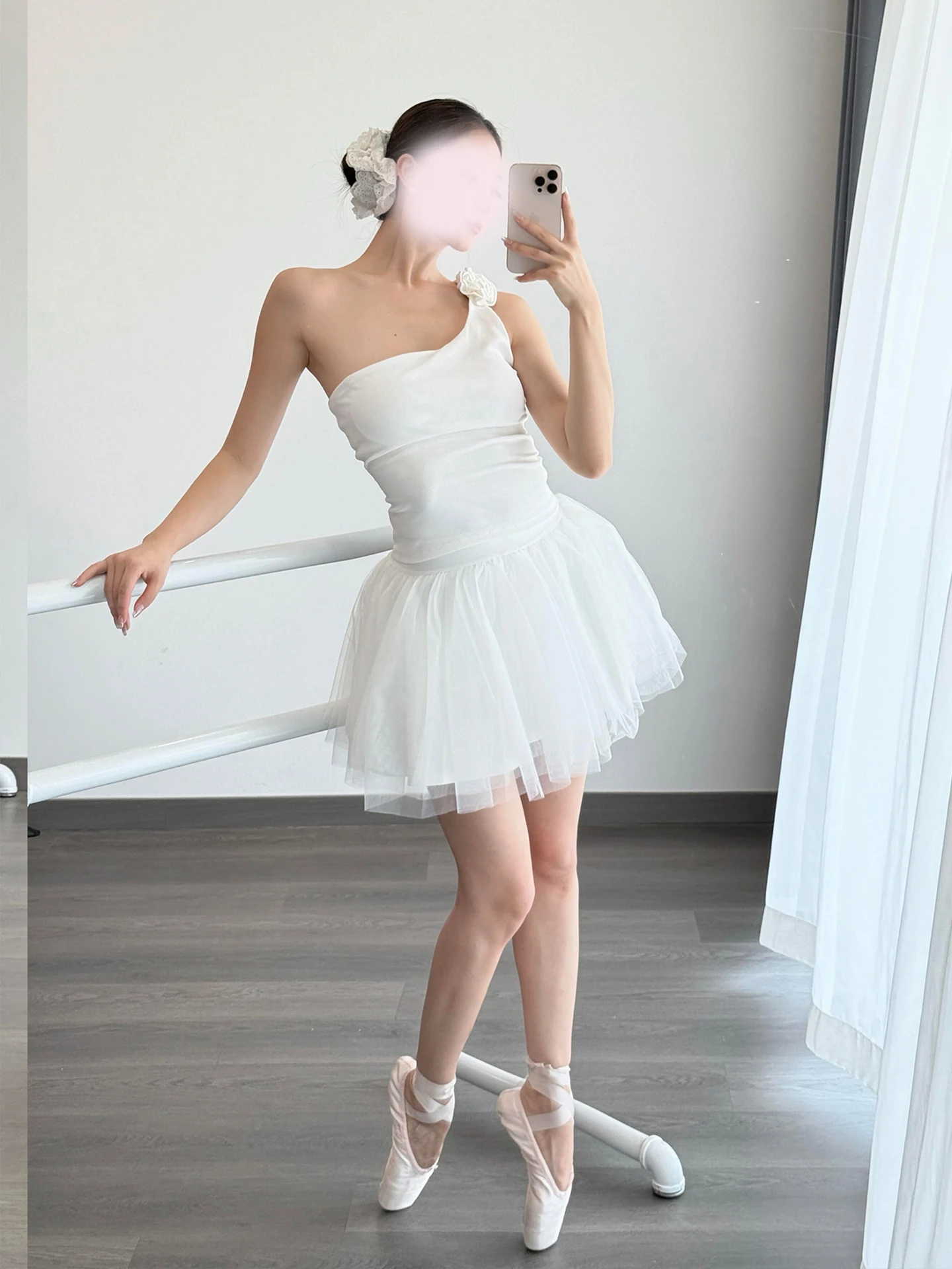 ballet-princ-sle-white-sports-set-women-summer-yoga-fitn-single-oulder-top-me-puffy-skirt-two-piece-set