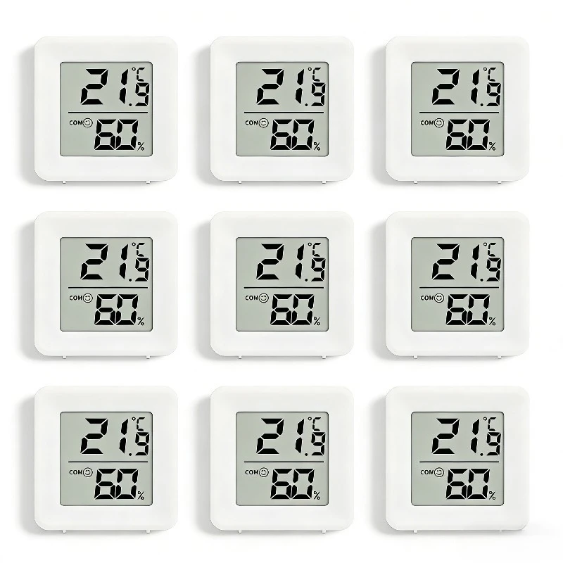 1/9 Stück Temperaturmessgerät für den Raum, Mini-Digital-Thermometer-Hygrometer mit Wandmontage-Sensor, LCD-Bildschirm für den Heimgebrauch – Detail 1