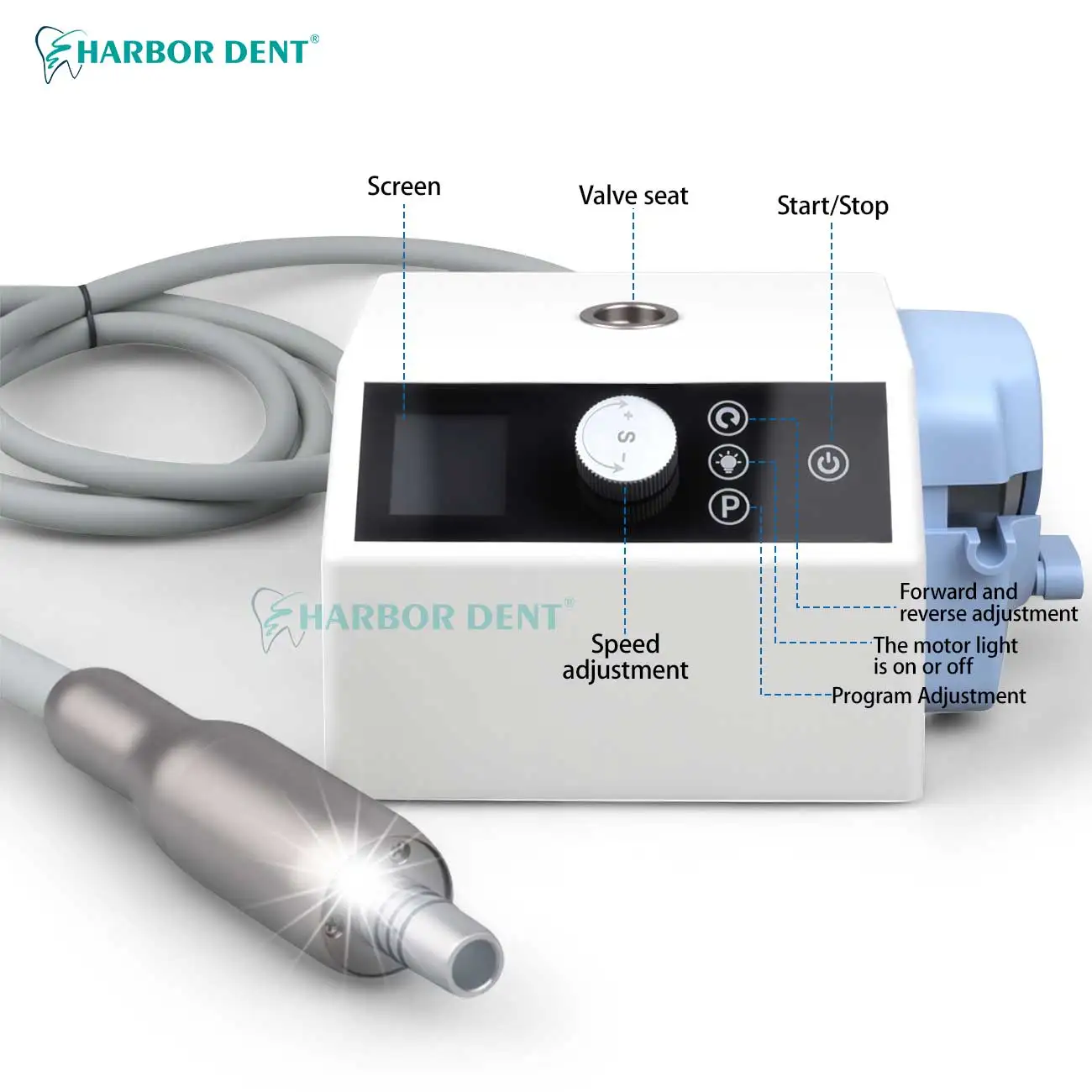 Dental Electric Motor Water Tank Saline Pump 50-200,000 RPM 1:1/1:5/1:4.2/10:1/4:1/16:1 Speed Ratios High Efficiency LED