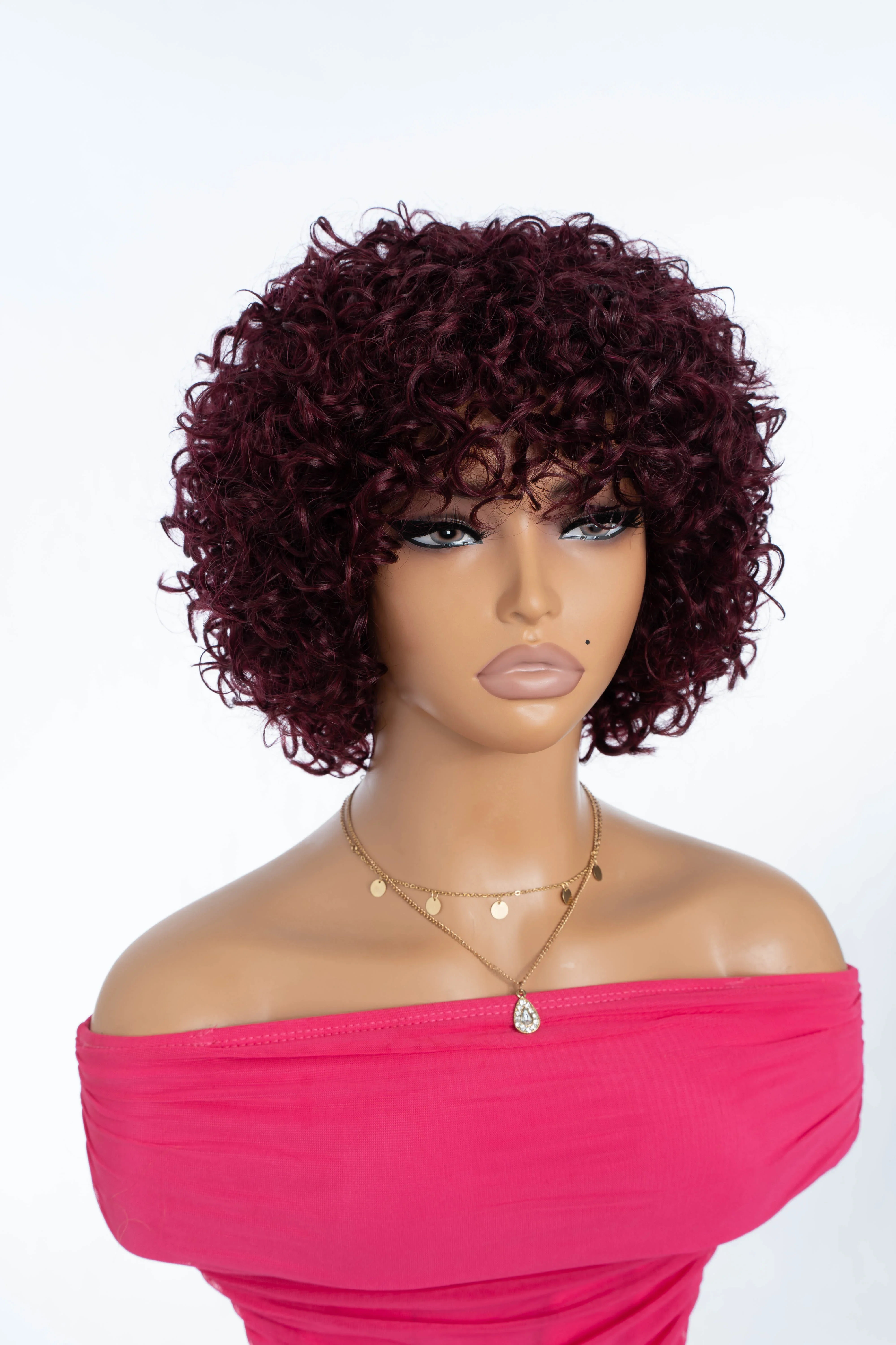 

Voluminous Fluffy Pixie Cut Short Curly Human Hair Wigs with Bangs Perruque Cheveux Humain Short Human Hair Wigs for Black Women