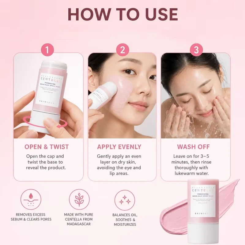 SKIN1004 Korean Centella Poremizing Quick Clay Stick Mask 27g 5 Clays Deep Pore Cleansing Sebum Control Blackhead Remover Gifts - view 6