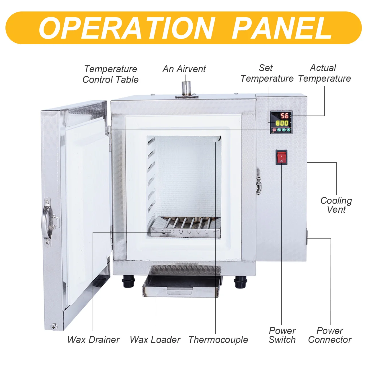 Tooltos Jewelry Casting Furnace, Segmented Temp Control Burnout Oven Metal Melting Equipment for Gold Silver Jewelry Making
