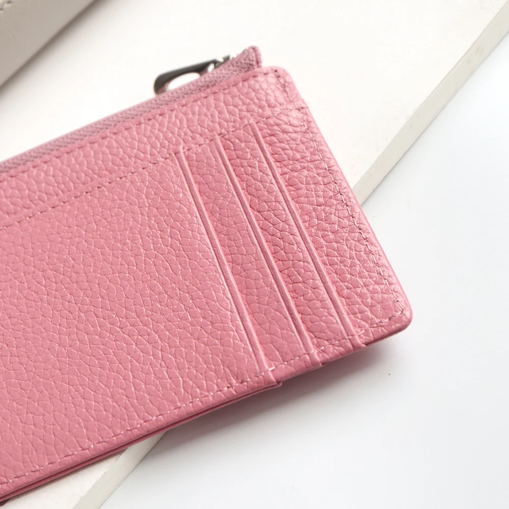 Fashion Cowhide Men Card Holder Luxury Slim Zip Mini Women Wallet Wholesale Dropshiping Genuine Leather Credit Card Coin Purse