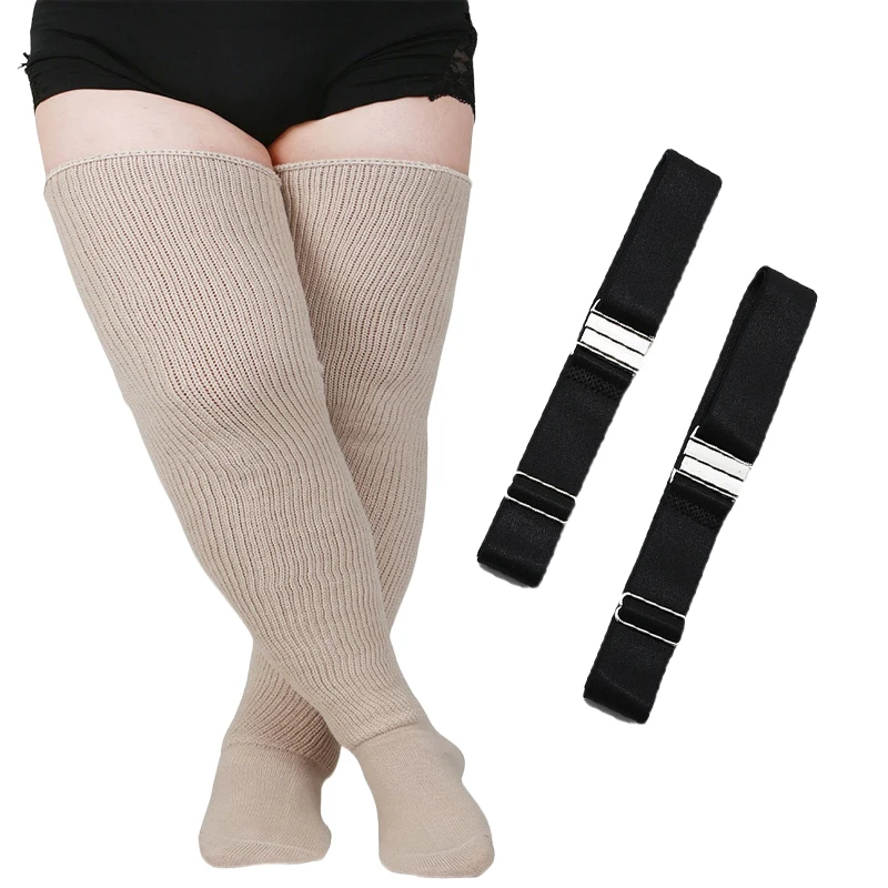 

Women's Colored Plus Size Thick Thigh-High Socks Collection Big Girls Acrylic Yarn Stretch Solid Color Leg Warmer Long Stockings