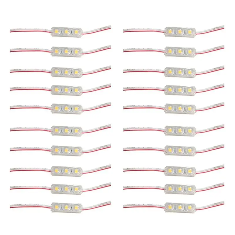 20Pcs SMD LED Module Lighting IP67 Waterproof 3 LED Back Lights DC12V 1.5W Mirror Light Led Module Warm White-AA26