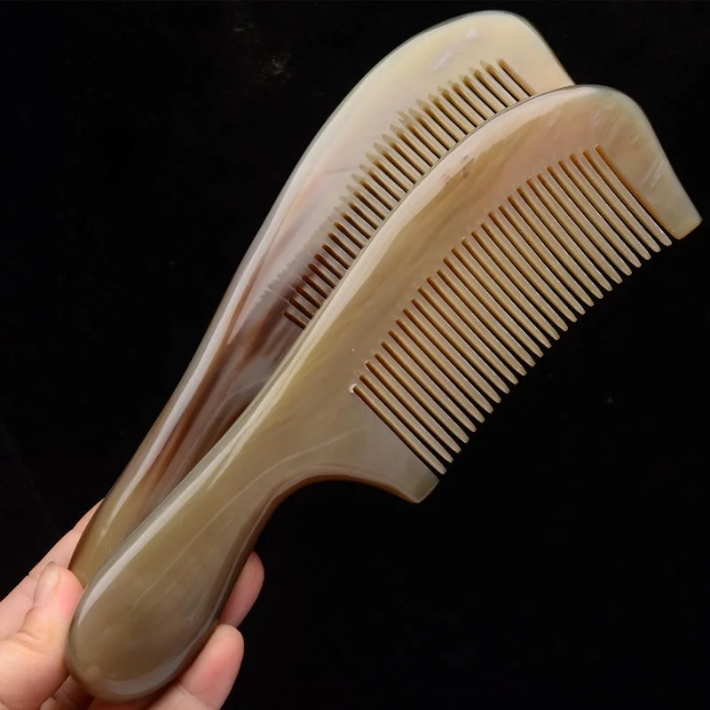 Natural Buffalo Horn Comb for Massage Anti-Static Handmade Horn Comb Hair Beard Fine Tooth Combs