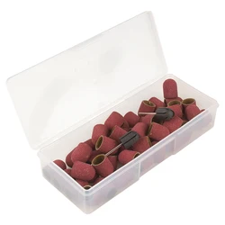 30/50pcs Nail Art Sanding Caps with Storage Box 2pcs Rubbers Nail Sand Bands Bit Pedicure Foot Care Cuticle Dead Skin Removing