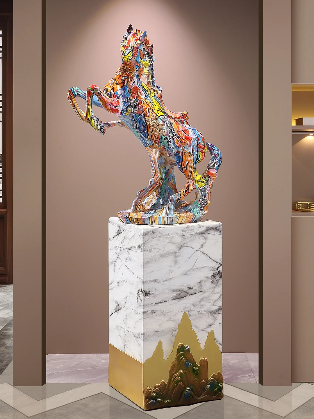 Floor-to-ceiling large-scale ornaments are successful immediately, living room office entrance decorations