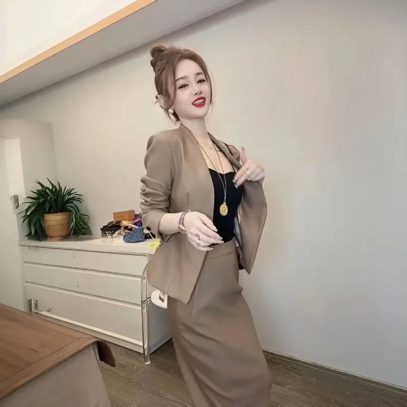Neue Hohe Qualität Mode Herbst frauen Anzug Schlank Langarm Jacke + Elegante Rock Einfarbig Büro Dame Zwei stück Set