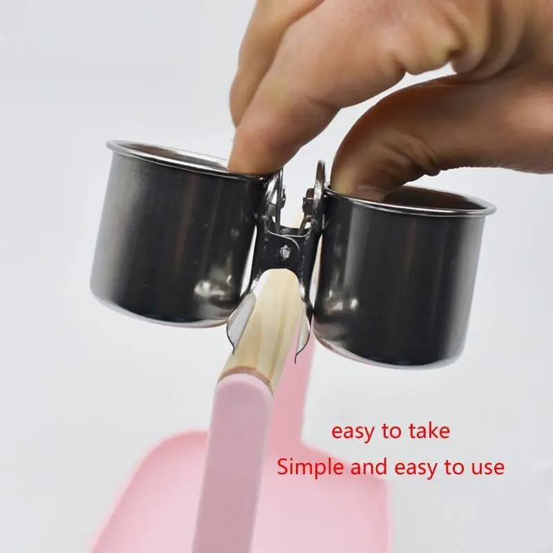 62KD Water Feeding Bird Double Cups With Clip Stainless Steel Parrot Cage Stand Bird Drinking Cup for Feeding Water