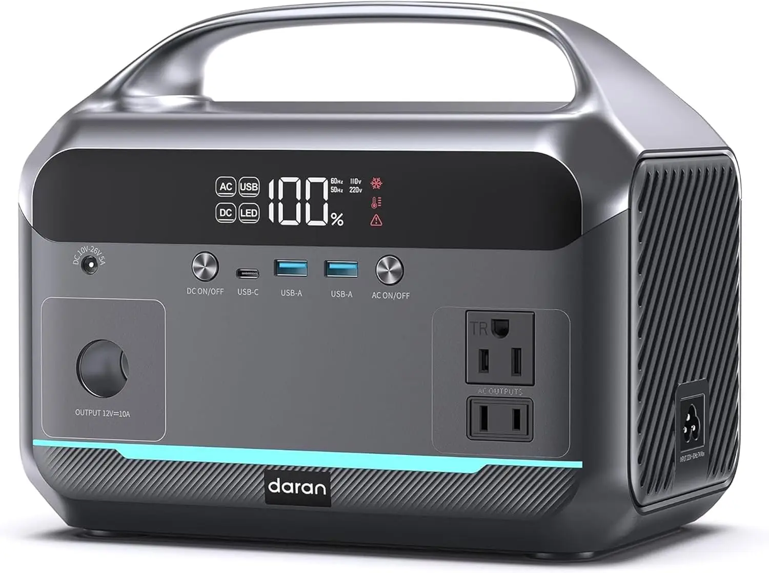 Portable Power Station 600W Surge, 288Wh LiFePO4 Battery, AC Outlet, Solar Generator with Fast Charging for Emergency