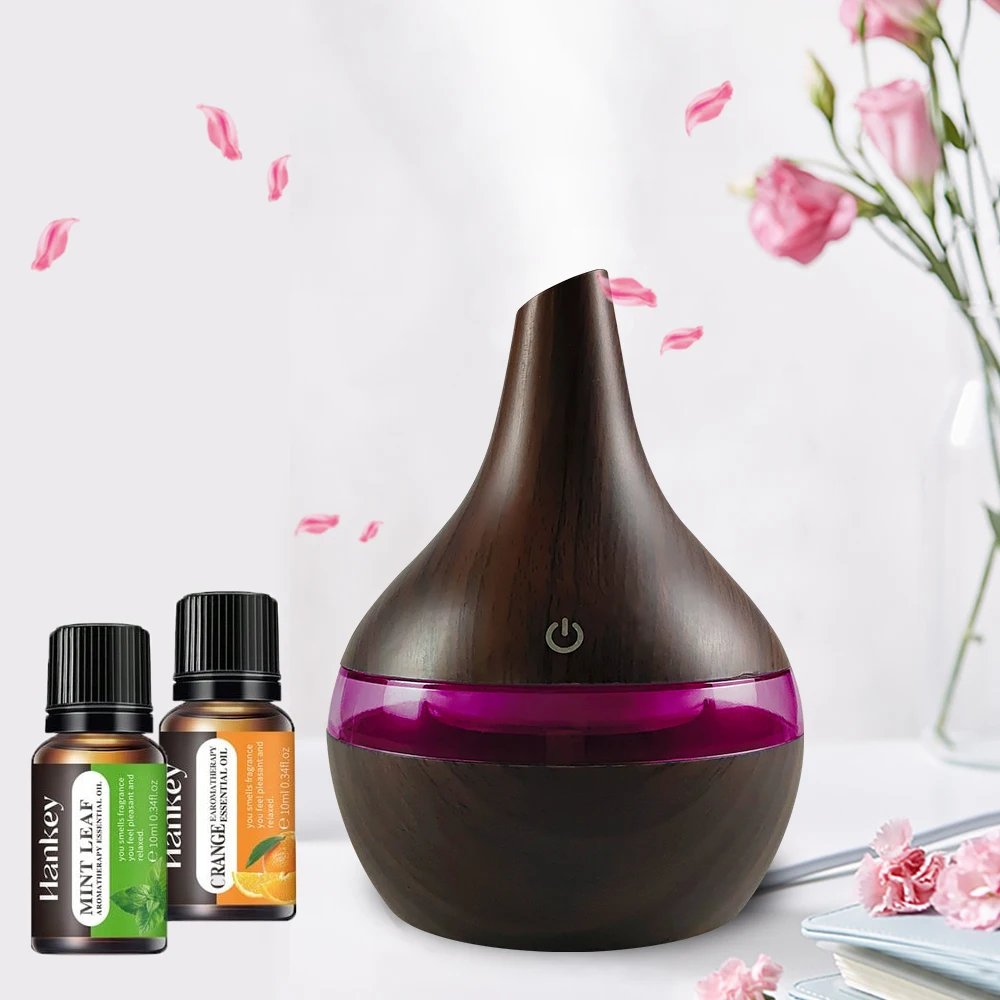 

Diffuser For Home 300ml Wood Grain Humidifier Essential Oil Diffuser USB Powered with 2 Aroma Oils