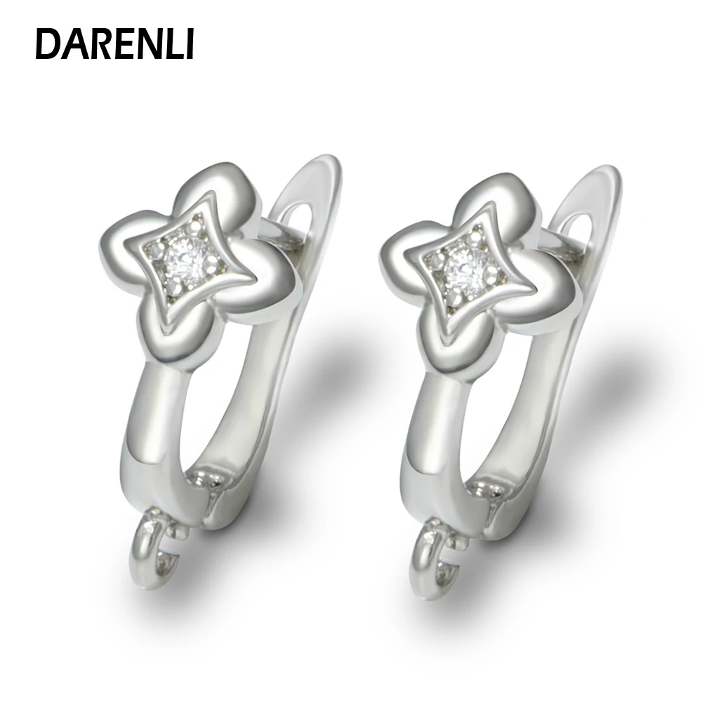 

DARENLI 18k Gold/Rhodium Plated Earring Hooks Inlaid Zircon Earwires DIY Earring Accessories For Supplies