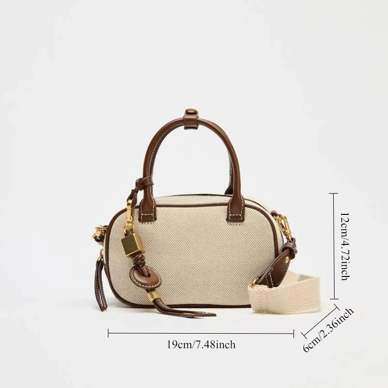 حقيبة ميني بوسطن TOPSTITCHED، حقيبة كروس نسائية عتيقة بحزام عريض، حقائب يد بتصميم فاخر للسيدات، حقيبة كتف صغيرة صلبة