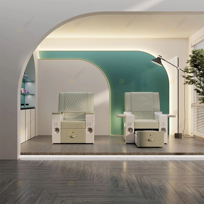 Nail Salon Equipment Electric Reclining Massage Foot Spa Chair Luxury Modern Hand Wash Pedicure Chair with Discharge Pump