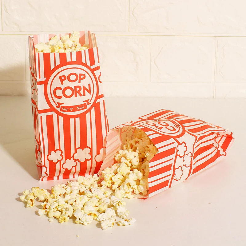 25Pcs Popcorn Packaging Bag Carnival Stripes Bags Holders Bowl Mini Food Containers Portable Cups Snack Paper