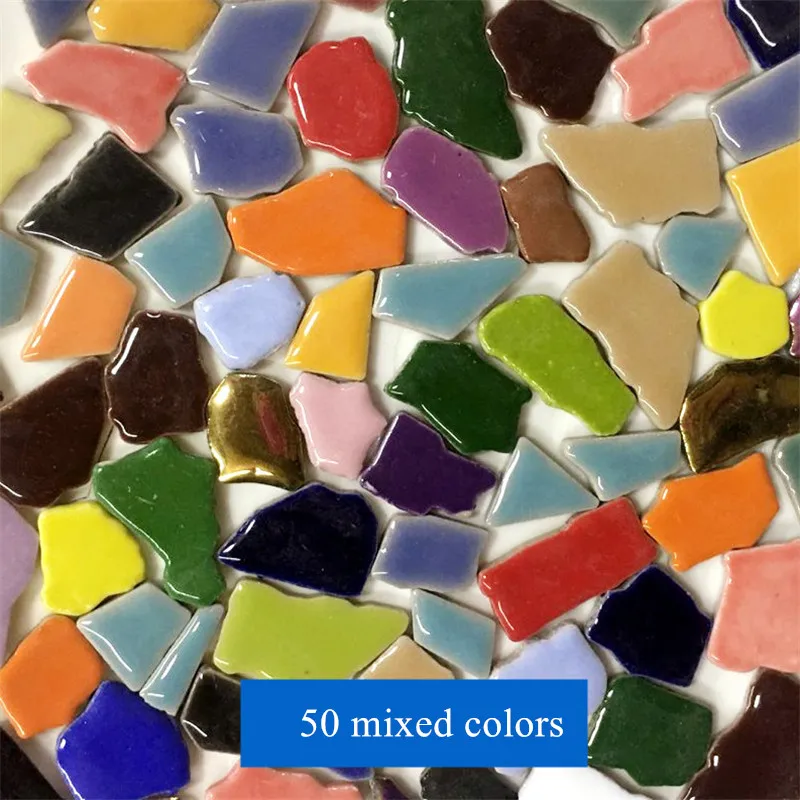 100g 50 mieszanych kolorów DIY ceramiczne płytki mozaikowe ceramiczne nieregularne mozaiki do robienia płytek DIY rzemiosło ścienne ręcznie robione materiały dekoracyjne