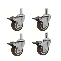 4 Pcs 2 Inch TPR Insert Rod Caster Wheels Universal 360 Degree Rotary Bar Castors for Shopping Carts Furniture Dolly Workbench