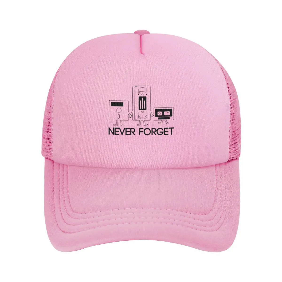 Never Forget Floppy Disc VHS Cassette Tech Geek Baseball Cap Vintage Baseball Mesh Trucker Cap Hat