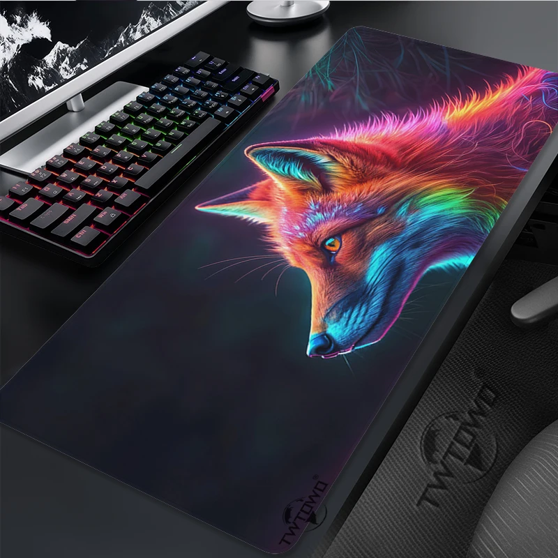 Mouse Pad Colorful Fox Art Gamer XL Computer Custom Home Large Mousepad XXL Mouse Mat Office Carpet Non-Slip Laptop Mouse Mats