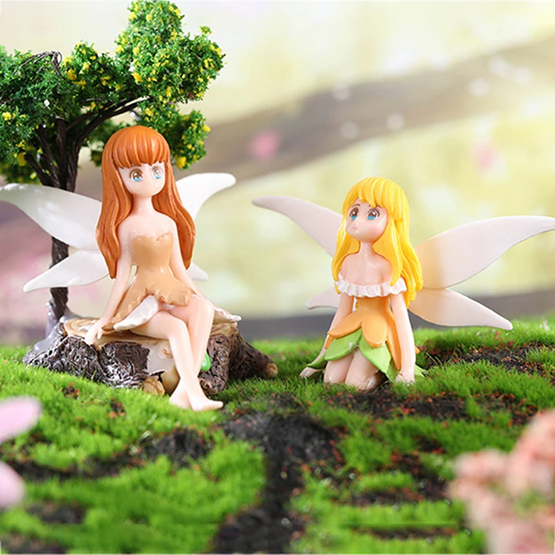 Flower Fairy Figurines MiniatureMicro Landscape Ornament Dollhouse Accessories For Home Decoration Kids Gifts