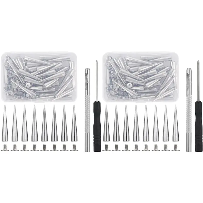 

【CHRISTMAS 】Set Of 80 Clothing Pointers, Various Sizes Tapered Tips With Punk Rivets Studs Rivets, DIY Silver Metal Tips Crafts