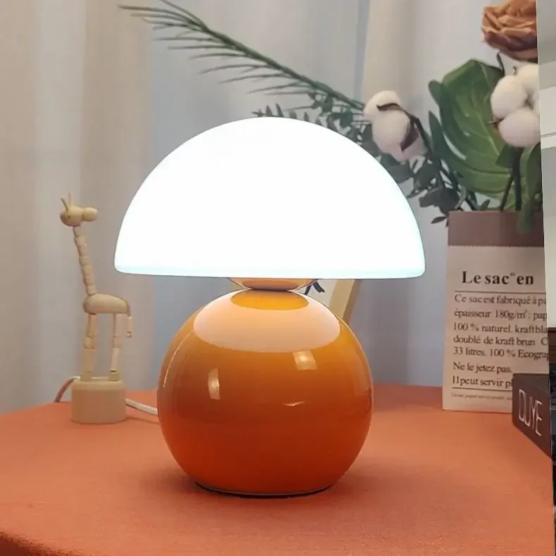 

Ceramics Base Glass Lampshade Table Lamp Book Living Room Atmosphere Lamps Eye Protection Night Light Girl Bedroom Bedside Decor