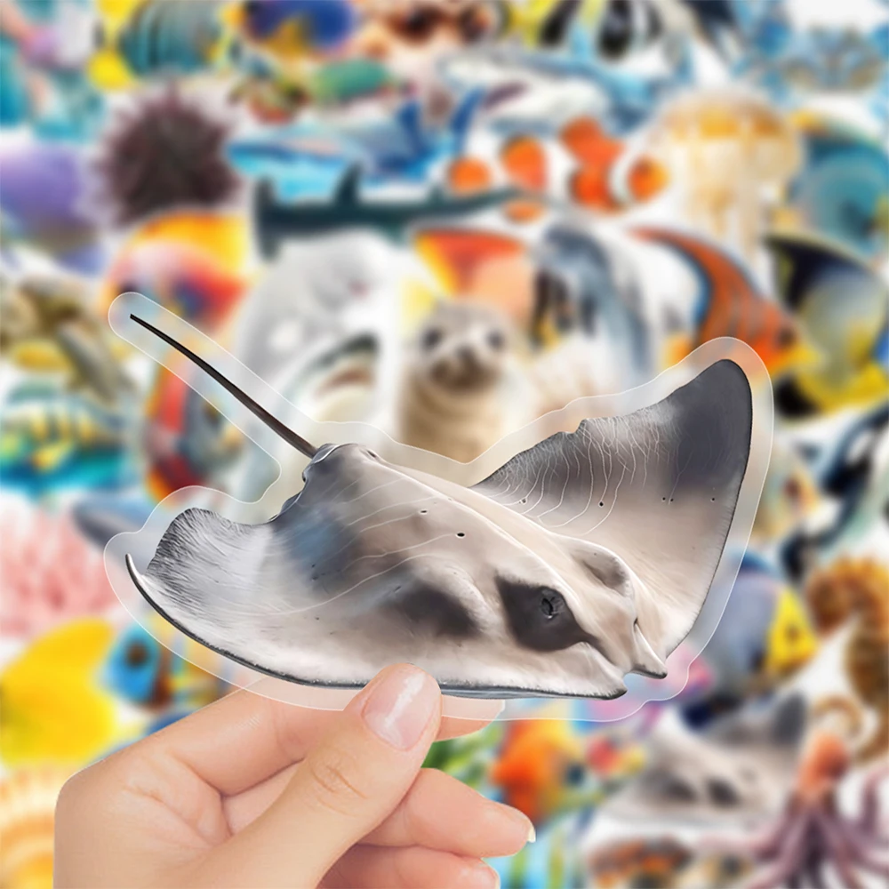 10/30/50pcs Marine Life Cartoon Transparent Stickers Sea Turtle Shell Fish Graffiti Decal for Luggage Guitar Laptop Cool Sticker