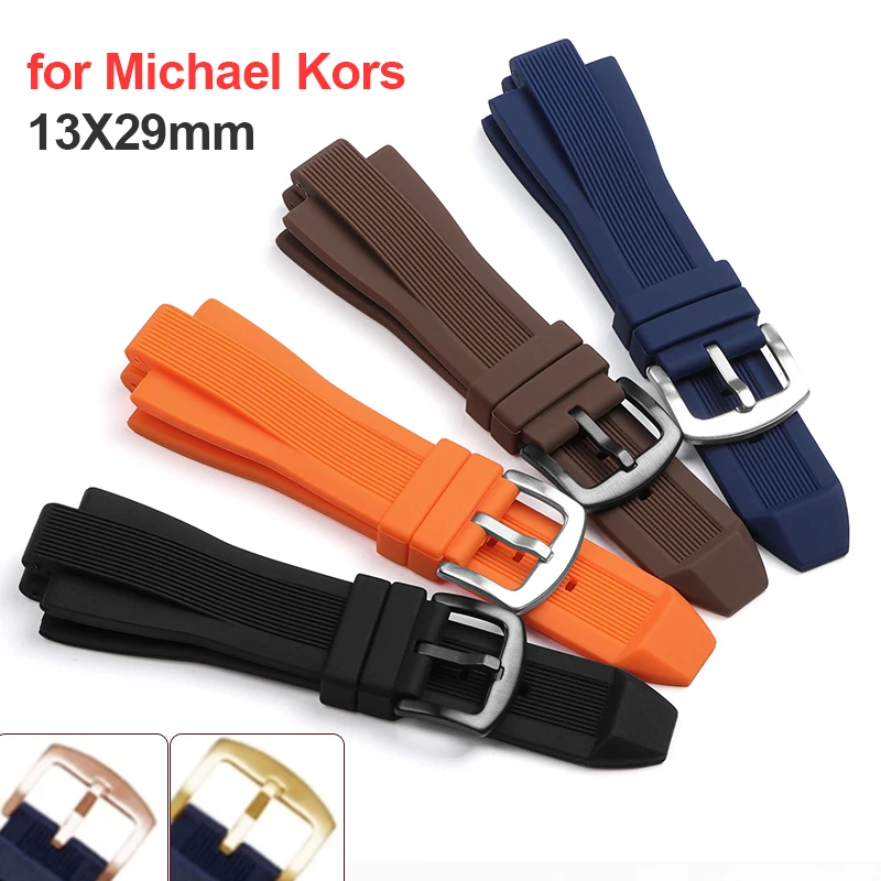 Soft Silicone Watchband for Michael Kors MK8729 MK8184 MK9020 MK9020 MK9026 MK8152 Watch Strap Men Replacement Bracelet 13X29mm