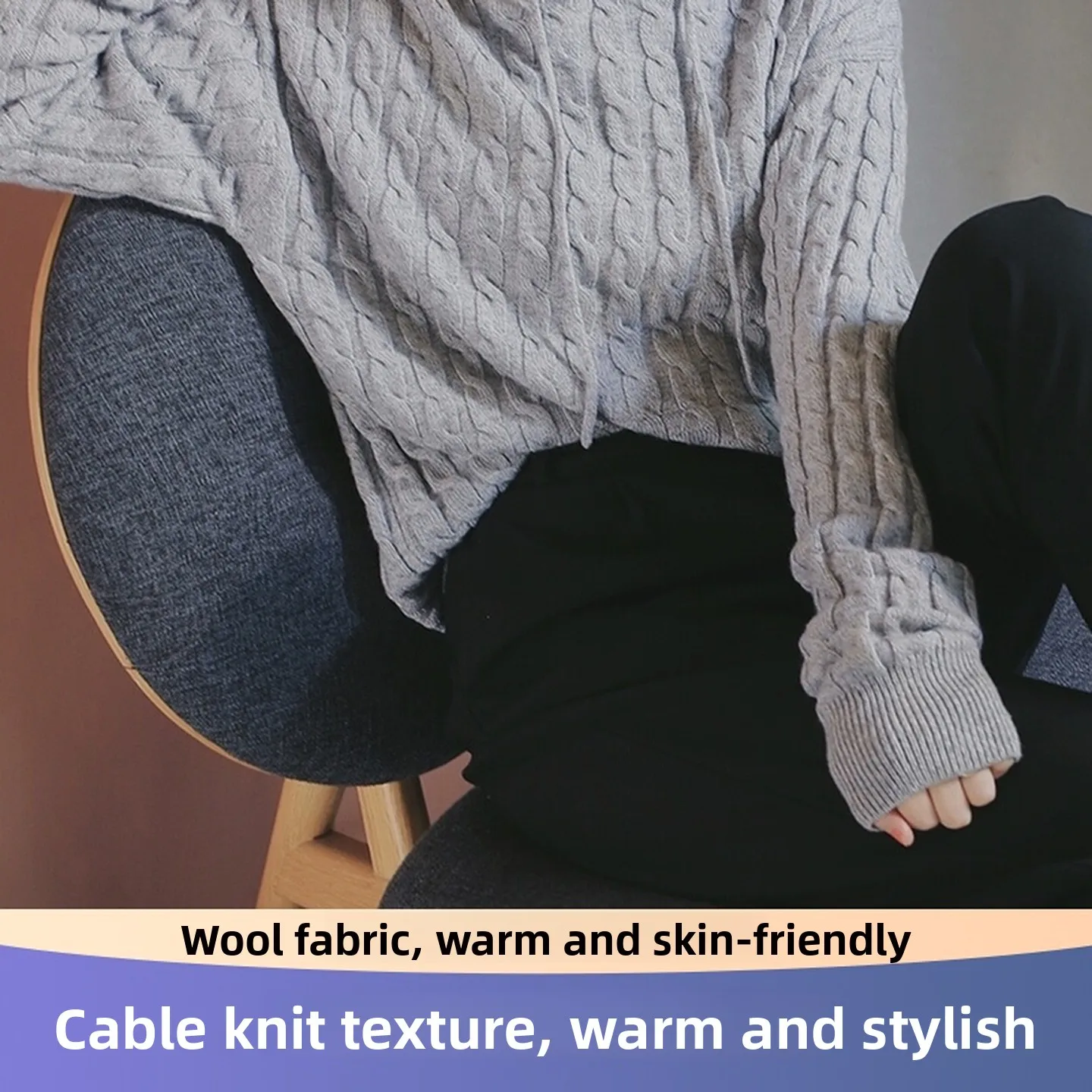 

Свободный вязаный свитер с капюшоном и узором из кос, с длинными рукавами, термобазовый слой, шерстяной пуловер с бахромой