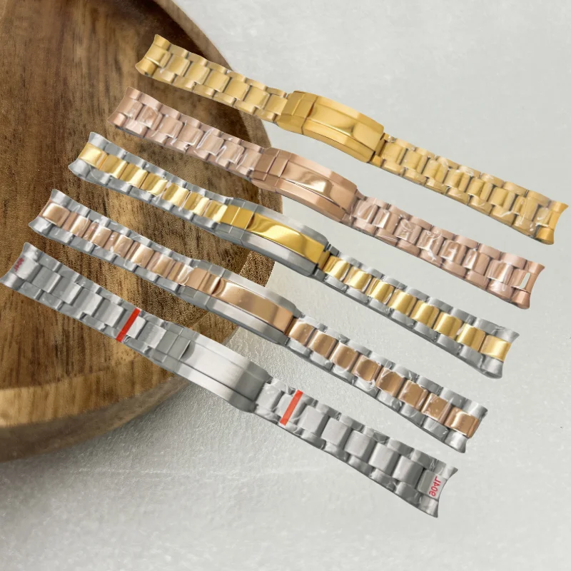 

20MM Polish Water Resistanst Solid Bracelet Stainless Steel Glide Lock Clasp Wristband for Rolxes Oyster Submarine Daytona Watch