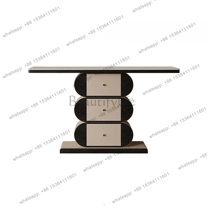 

Italian minimalist entrance table, opposite the door, cream wind end table, modern living room corridor against the wall