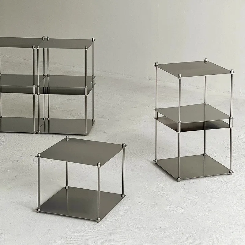Stainless steel module floor rack, household living room side few can be stacked storage rack