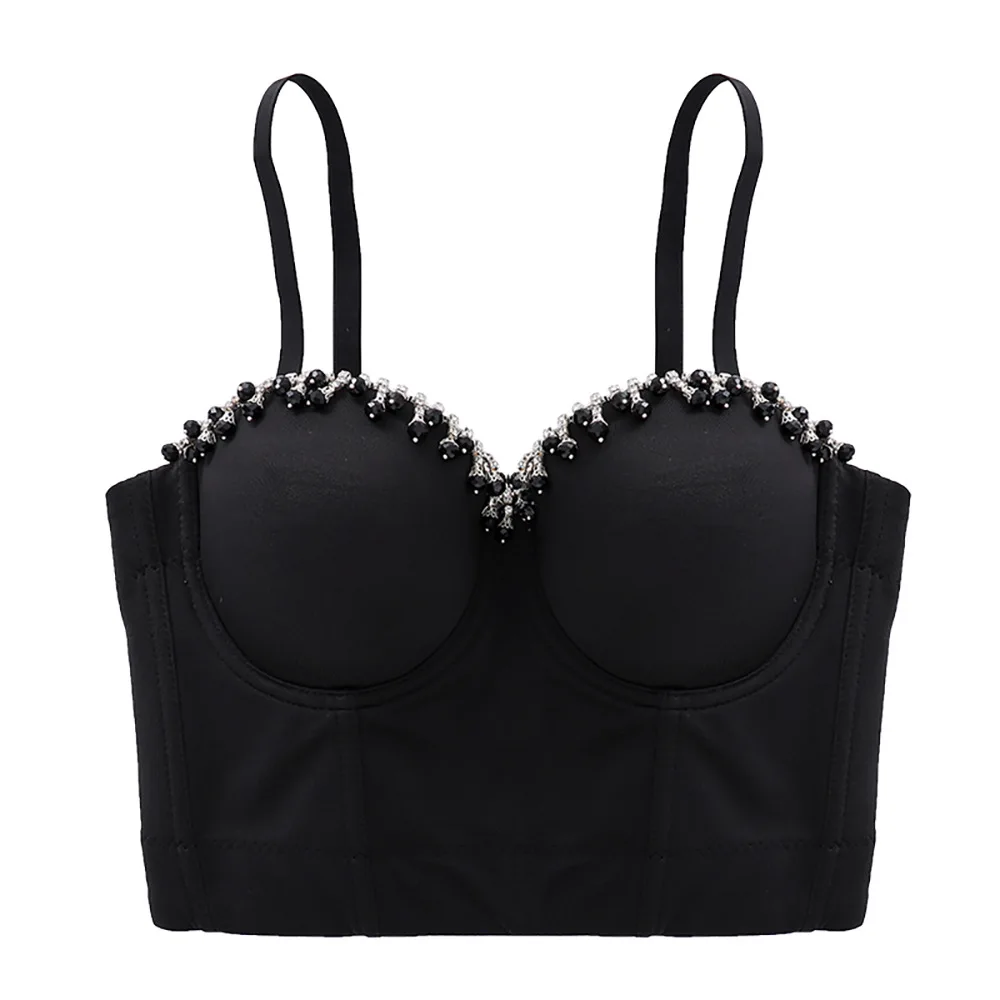 Fishbone Design Integrated Bralette Top Women's Summer Outfit Shorties  Navel Knitted Fabric Casual Wear