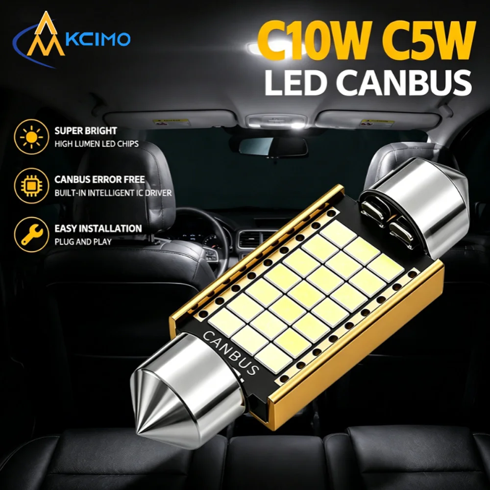 Image of Flimmerfreie C5W C10W Soffitten-LED-Leuchte mit integriertem CANBUS-Widerstand 31mm 36mm 39mm 42mm Hohe Lumen Weiß Auto-Dachleseleuchte