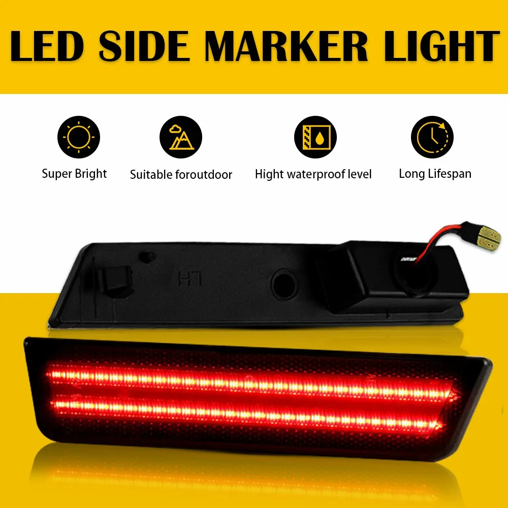 For Dodge Challenger 2008 2009 2010 2011 2012 2013 2014 Car Front Rear Bumper LED Side Marker Light Red Yellow Lamp Accessories