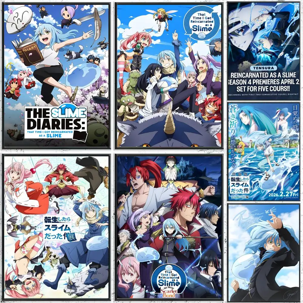Anime That Time I Got Reincarnated as a Slime Poster Self-Adhesive Waterproof Wall Stickers Coffee Bar Home Wall Decor