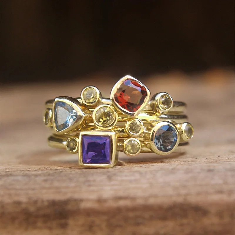 

The New Best-selling Geometric Ring A Multi-color Ring with Unique Personality Is A Women's Ring