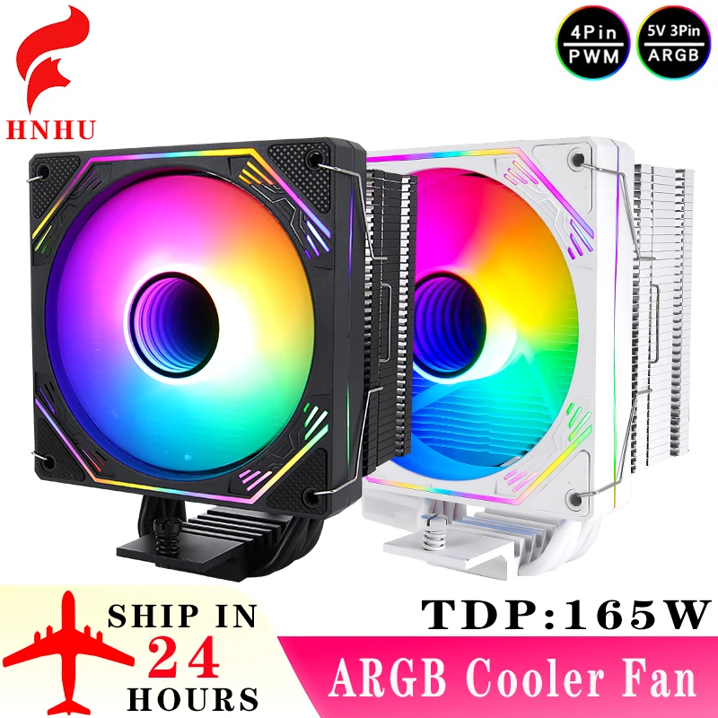 

Компьютер HNHU x79 x99 Процессор Процессор Кулер Черный Рыцарь ARGB Вентилятор 120 мм 4 Тепловая трубка Встановіть LGA2011-3 115x 1200 1700 18xx AM4 AM5