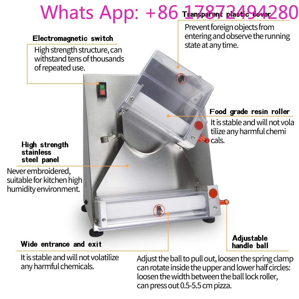 Manual Small Dough Roller Sheeter Machine Electric Baking Bread Pizza Dough Roller Automatic Pizza Dough Spreader