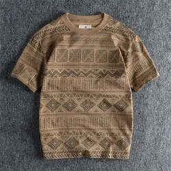 Old Style Men's Short-sleeved T-shirt Cotton All-over Printing Summer Men's Korean Style Round Neck Half-sleeved Trendy Clothing