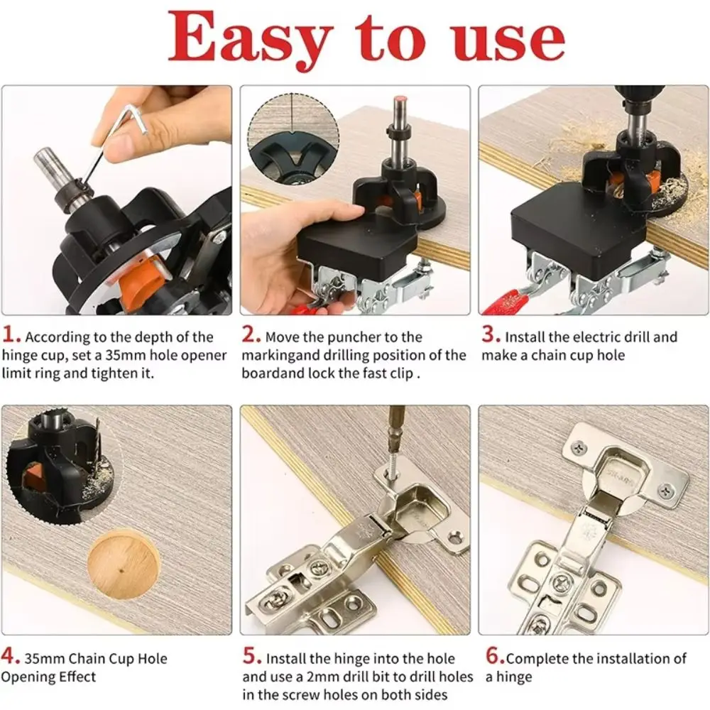 

Aluminum Alloy 35mm Hinges Boring Jig Dual Fixture Drill Guide Cabinet Door Hinge Drill Guide Hole Punching Locator Template